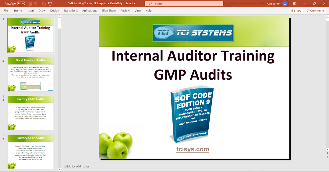 GMP Auditing Training Guide